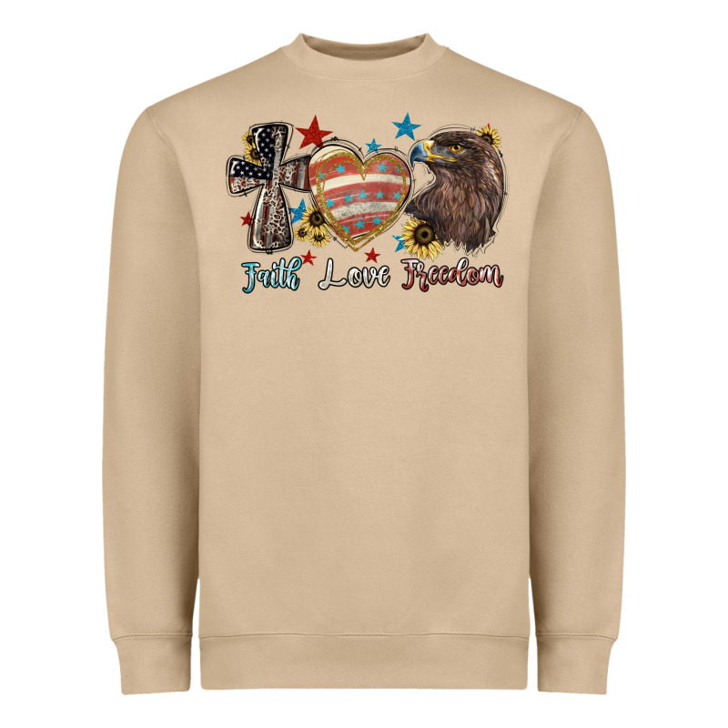 Faith Love Freedom 4th Of July Heavyweight Sweatshirt by HowdyJamesFarm | Teevron