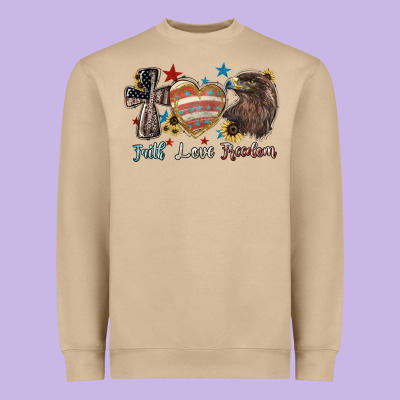 Faith Love Freedom 4th Of July Heavyweight Sweatshirt Designed By Howdyjamesfarm