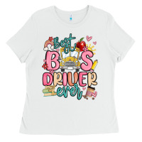 White best bus driver ever Ladies Tee - MaliasSmallBusiness