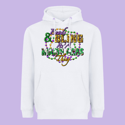 Heads And Bling It's' A Mardi Gras Thing Heavyweight Hoodie Designed By Fadigitalartstudio