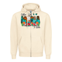 Sandshell Glitter Dirt Mama Of Both Cow Flowers Zipper Hoodie - CowCowDesign