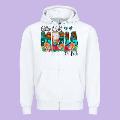 Glitter Dirt Mama Of Both Cow Flowers Zipper Hoodie Designed By Cowcowdesign