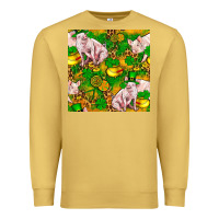 Antique Gold St patricks  day pig with candy and pot of gold  seamless pattern Premium Sweatshirt - FaDigitalArtStudio