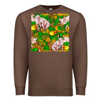 Chestnut St patricks  day pig with candy and pot of gold  seamless pattern Premium Sweatshirt - FaDigitalArtStudio
