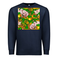Navy St patricks  day pig with candy and pot of gold  seamless pattern Premium Sweatshirt - FaDigitalArtStudio