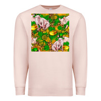 St Patricks  Day Pig With Candy And Pot Of Gold  Seamless Pattern Premium Sweatshirt | Teevron