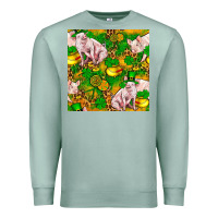 Seafoam St patricks  day pig with candy and pot of gold  seamless pattern Premium Sweatshirt - FaDigitalArtStudio