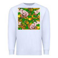 White St patricks  day pig with candy and pot of gold  seamless pattern Premium Sweatshirt - FaDigitalArtStudio