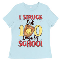 Baby Blue i struck out 100 days of school Ladies Tee - MaliasSmallBusiness