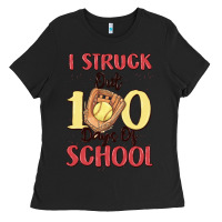Black i struck out 100 days of school Ladies Tee - MaliasSmallBusiness