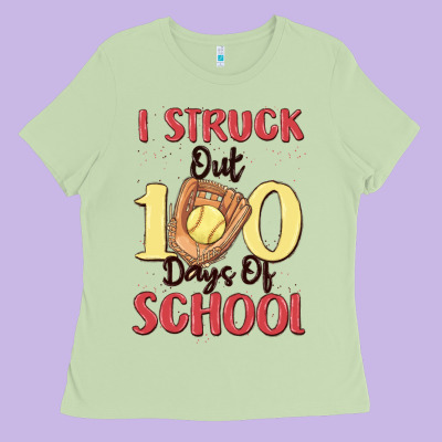 I Struck Out 100 Days Of School Ladies Tee Designed By Maliassmallbusiness