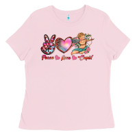 Bubblegum Pink peace love cupid Ladies Tee - RanaPortraitStore