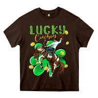 Chocolate Brown lucky cowboy Heavy Core Tee - MaliasSmallBusiness