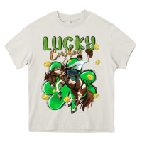 Cream lucky cowboy Heavy Core Tee - MaliasSmallBusiness