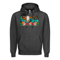 Charcoal Heather Inked Mama Flowers Cow Zipper Hoodie - CowCowDesign