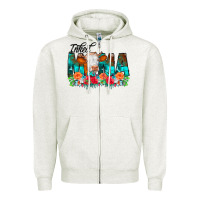 Oatmeal Heather Inked Mama Flowers Cow Zipper Hoodie - CowCowDesign