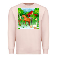 Pale Pink farm life seamless pattern Premium Sweatshirt - FaDigitalArtStudio