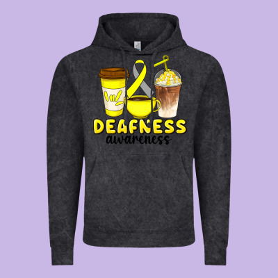 Deafness Awareness Coffee Cups Vintage Hoodie Designed By Artiststas