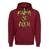 Burgundy Mama of Both Zipper Hoodie - CowCowDesign