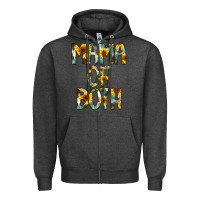 Charcoal Heather Mama of Both Zipper Hoodie - CowCowDesign