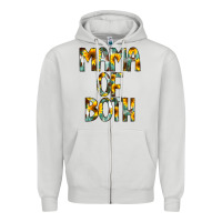 Dove Grey Mama of Both Zipper Hoodie - CowCowDesign