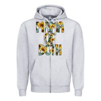 Heather Grey Mama of Both Zipper Hoodie - CowCowDesign