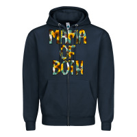 Navy Mama of Both Zipper Hoodie - CowCowDesign