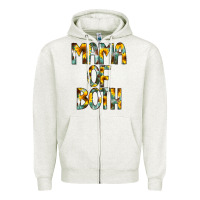 Oatmeal Heather Mama of Both Zipper Hoodie - CowCowDesign