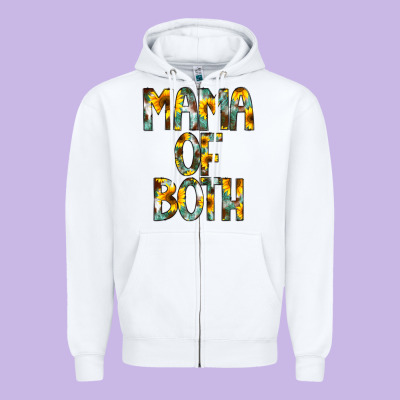 Mama Of Both Zipper Hoodie Designed By Cowcowdesign