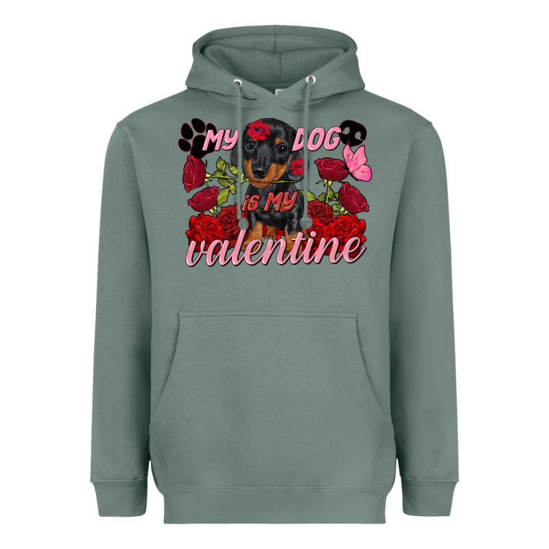 My Dog Is My Valentine Valentine's Day Heavyweight Hoodie by FaDigitalArtStudio | Teevron