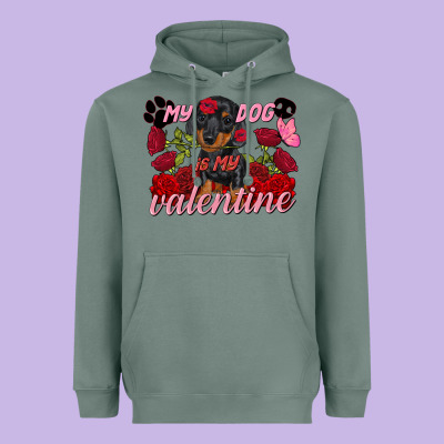 My Dog Is My Valentine Valentine's Day Heavyweight Hoodie Designed By Fadigitalartstudio