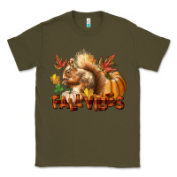 Army Green Fall Vibes Squirrel Classic Tee - LillyAllenDesigns