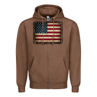 Chestnut American Flag With Leopard Frame Zipper Hoodie - CowCowDesign