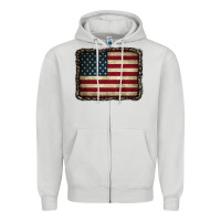 Dove Grey American Flag With Leopard Frame Zipper Hoodie - CowCowDesign