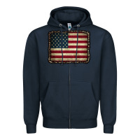 Navy American Flag With Leopard Frame Zipper Hoodie - CowCowDesign