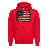 Red American Flag With Leopard Frame Zipper Hoodie - CowCowDesign