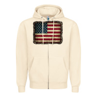 Sandshell American Flag With Leopard Frame Zipper Hoodie - CowCowDesign