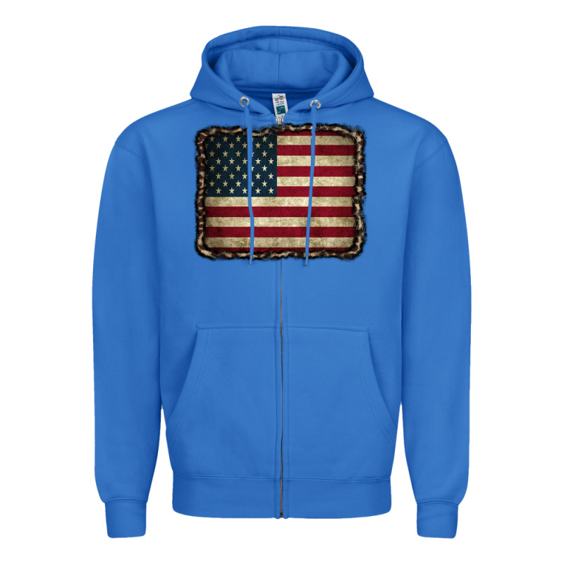 American Flag With Leopard Frame Zipper Hoodie by CowCowDesign | Teevron