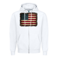 White American Flag With Leopard Frame Zipper Hoodie - CowCowDesign