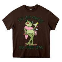 Chocolate Brown i'm too much go find less boujee frog Heavy Core Tee - MaliasSmallBusiness