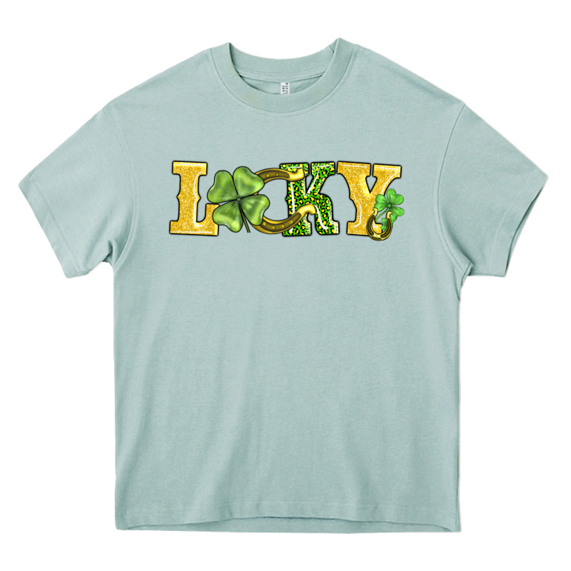 Lucky Horseshoe And Four Leaf Clover Heavy Core Tee by AdoDesignShop | Teevron