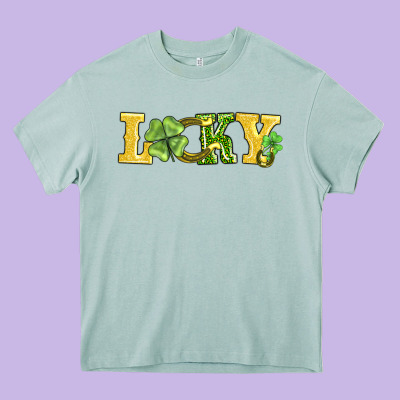 Lucky Horseshoe And Four Leaf Clover Heavy Core Tee Designed By Adodesignshop