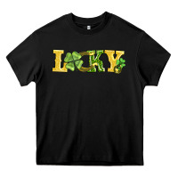 Black lucky horseshoe and four leaf clover Heavy Core Tee - AdoDesignShop