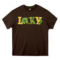 Chocolate Brown lucky horseshoe and four leaf clover Heavy Core Tee - AdoDesignShop
