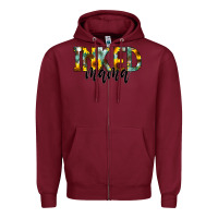 Burgundy Inked Mama Zipper Hoodie - CowCowDesign