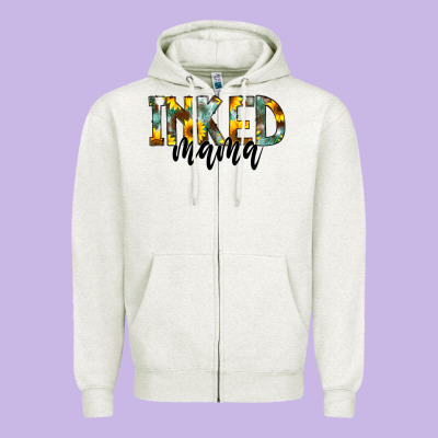 Inked Mama Zipper Hoodie Designed By Cowcowdesign