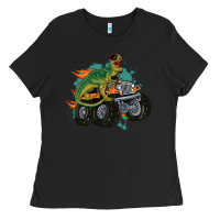 Monster Truck And T Rex Dinosaur Ladies Tee | Teevron