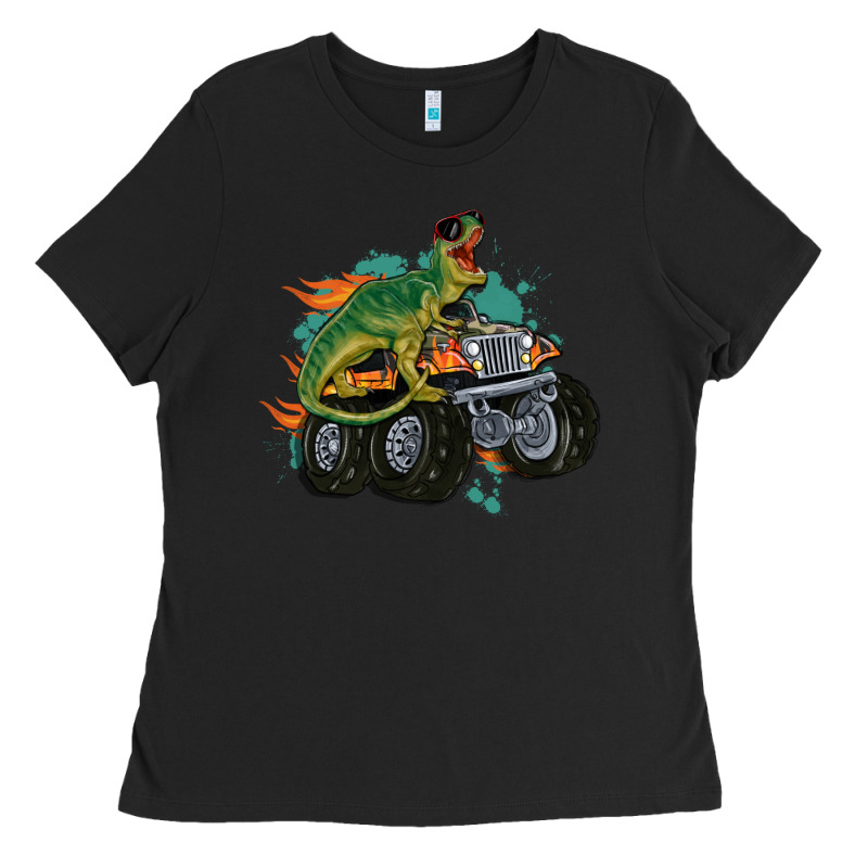 Monster Truck And T Rex Dinosaur Ladies Tee by MaliasSmallBusiness | Teevron