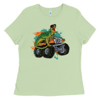 Matcha monster truck and t rex dinosaur Ladies Tee - MaliasSmallBusiness