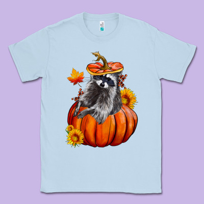 Fall Pumpkin Raccoon Classic Tee Designed By Lillyallendesigns